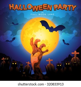 Halloween Party Vector Concept Full Moon Land