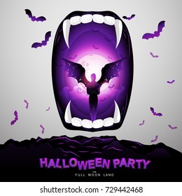 Halloween Party Vector Concept Full Moon Land.