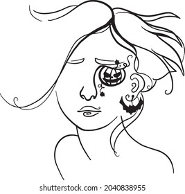 Halloween party, vector graphics, abstraction in black pencil
