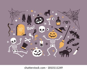 Halloween  party vector icons set.