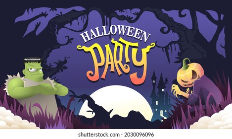 halloween party vector illustration, halloween background