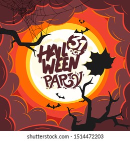 Halloween party vector illustration with calligraphic inscription