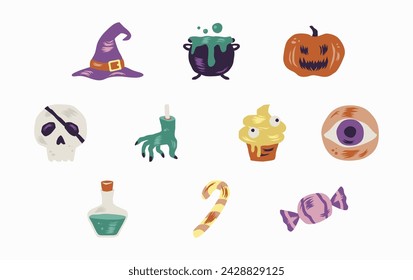 Halloween Party Vector Illustration in Flat Style