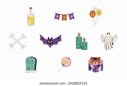 Halloween Party Vector Illustration in Flat Style