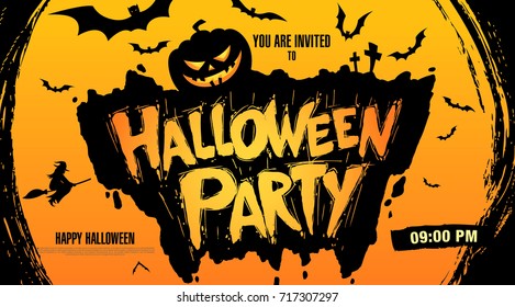 Halloween party. Vector illustration. Halloween poster layout