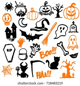 halloween party vector illustration set