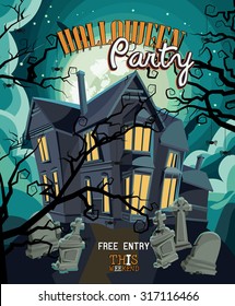 Halloween party vector invitation card