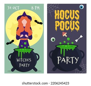 Halloween party vertical banner. Social media stories template.