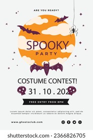  Halloween party vertical poster Hand drawn vector template 