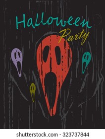 Halloween party vintage grunge background vector illustration