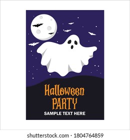 Halloween Party with white ghost and Sample Your Text 