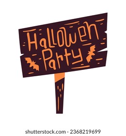 halloween party wooden placard isolated illustration