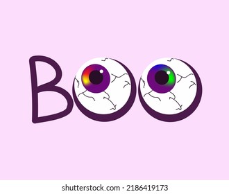 Halloween party zombie eyeballs icon set. Isolated flat cartoon vector illustration. 