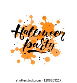 Halloween party-hand drawn lettering. Holliday calligraphy for banner, poster, greeting card, party invitation. Vector illustration EPS 10. 