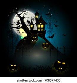 Halloween party,pumpkin,vector illustration.