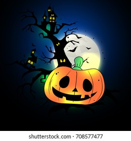 Halloween party,pumpkin,vector illustration.