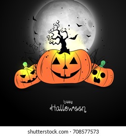 Halloween party,pumpkin,vector illustration.