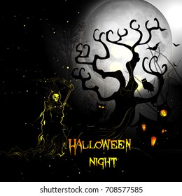 Halloween party,pumpkin,vector illustration.