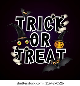 Halloween Party,Trick or Treat with Hand Zombie and pumpkin.