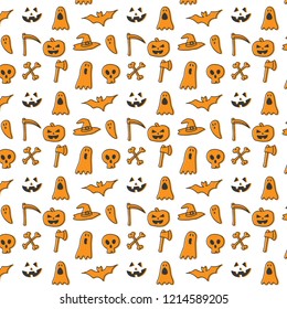 Halloween pattern background . Simple drawing pattern seamless stylish texture. Can be used as background for Banner, poster, etc. Halloween day, October 31. Graphic Vector illustration