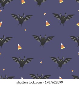 halloween pattern with bat and candy
