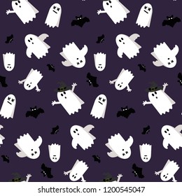 Halloween pattern with bats and ghosts