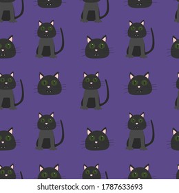 halloween pattern black cats and cat heads
