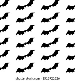 Halloween pattern. Black silhouettes of bats on a white background. Seamless vector backdrop.