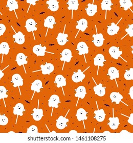 Halloween pattern. Candy lollipop. Ghost. Cartoon vector. Kawaii style. Halloween wrapping paper, poster, banner, cover