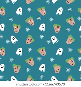 Halloween pattern with childish figures drawing