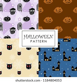 Halloween pattern collections with colorful spooky creatures