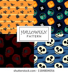 Halloween pattern collections with colorful spooky creatures