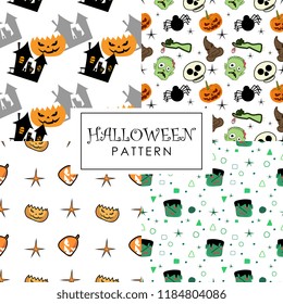 Halloween pattern collections with colorful spooky creatures