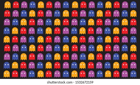 Halloween pattern of colored ghosts icons