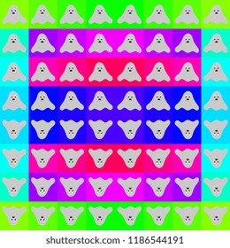 Halloween pattern with colorful ghost