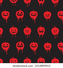 Halloween pattern with creepy pumpkins