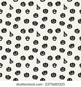 Halloween pattern with creepy pumpkins. Seamless texture. Vector