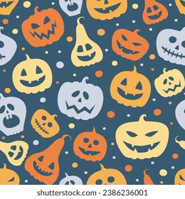 Halloween pattern with creepy pumpkins. Seamless texture. Vector