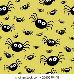 Halloween pattern with creepy spiders. Seamless texture. Vector