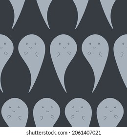 Halloween pattern with cute ghost. With a dark background. The illustration is suitable for children.