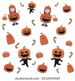 Halloween Muster niedlich gespenstische Figur