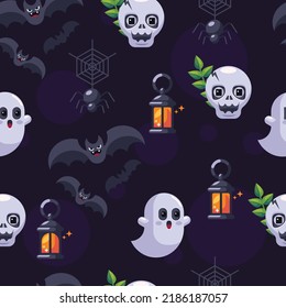 Patrón de Halloween oscuro repitiendo símbolos de horror sketch. Ilustración vectorial.