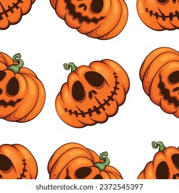 Halloween Pattern design, Scary Pumpkin Evil Background. Spooky Halloween Background with Pumpkins with Scary Faces, Evil Pumpkins Background