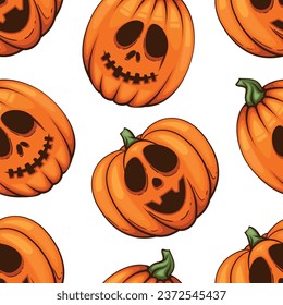 Halloween Pattern design, Scary Pumpkin Evil Background. Spooky Halloween Background with Pumpkins with Scary Faces, Evil Pumpkins Background