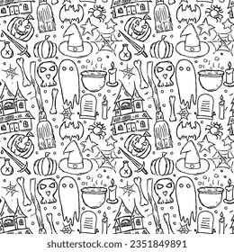 Halloween pattern. Doodle Halloween background
