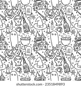 Halloween pattern. Doodle Halloween background
