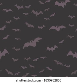 Halloween pattern with flying bats. Vector seamless background. Bat simple illustration texture.