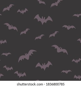 Halloween pattern with flying bats. Vector seamless background. Bat simple illustration texture.