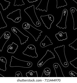 Halloween pattern with funny cartoon ghosts