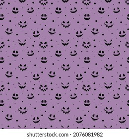 Halloween pattern with funny pumpkin face. Wallpaper. Vector